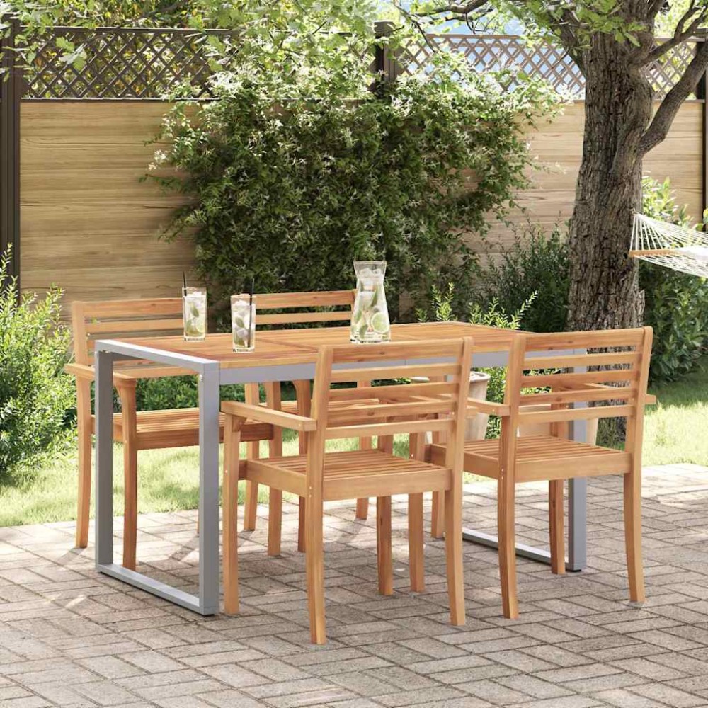 vidaXL Τραπέζι Κήπου Γκρι 140 x 80 x 75 cm Στερεό Ξύλο Ακακίας