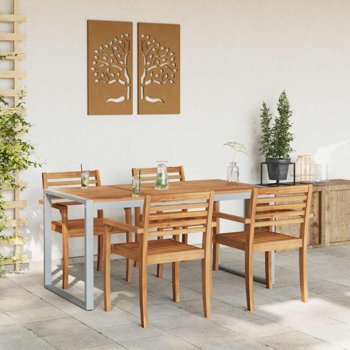 vidaXL Τραπέζι Κήπου Γκρι 160 x 80 x 75 cm Στερεό Ξύλο Ακακίας