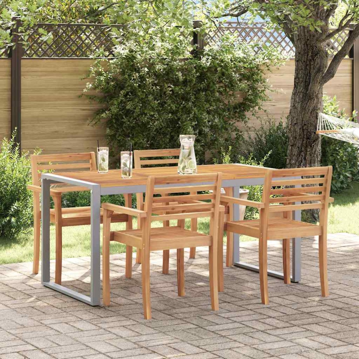 vidaXL Τραπέζι Κήπου Γκρι 160 x 80 x 75 cm Στερεό Ξύλο Ακακίας