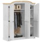 vidaXL Ντουλάπα Corona Λευκό 151,5x52x186 εκ. από Μασίφ Ξύλο Πεύκου