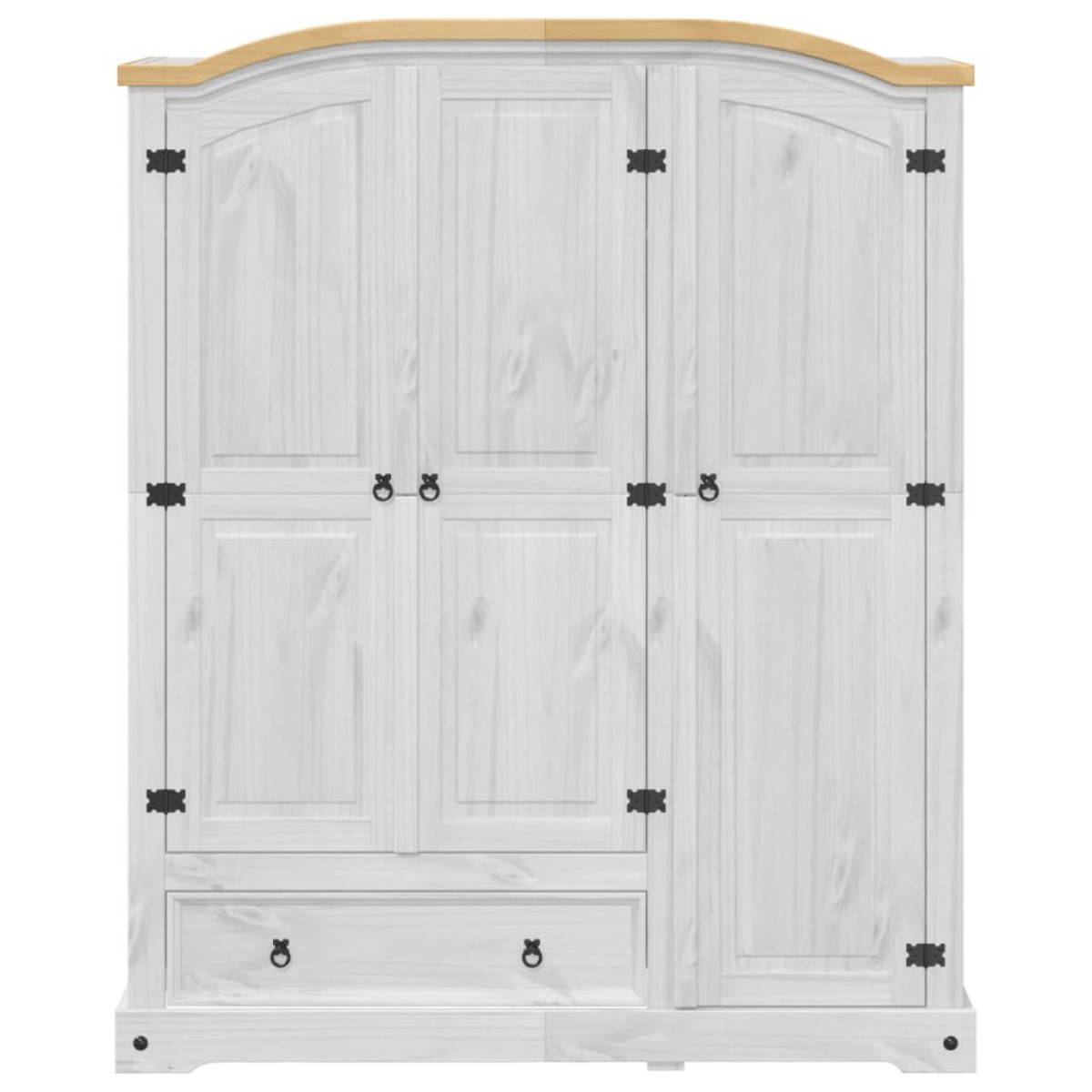 vidaXL Ντουλάπα Corona Λευκό 151,5x52x186 εκ. από Μασίφ Ξύλο Πεύκου