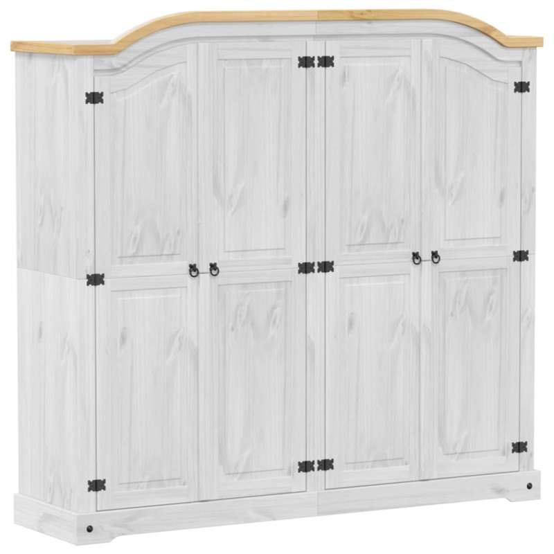 vidaXL Ντουλάπα Corona Λευκό 194x52x186 εκ. από Μασίφ Ξύλο Πεύκου