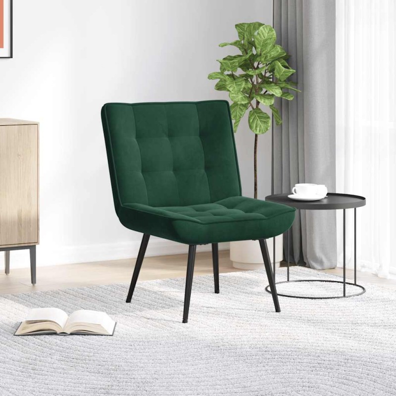 vidaXL Καρέκλα χαλάρωσης σκούρο πράσινο 64x74x84 cm Βελούδο