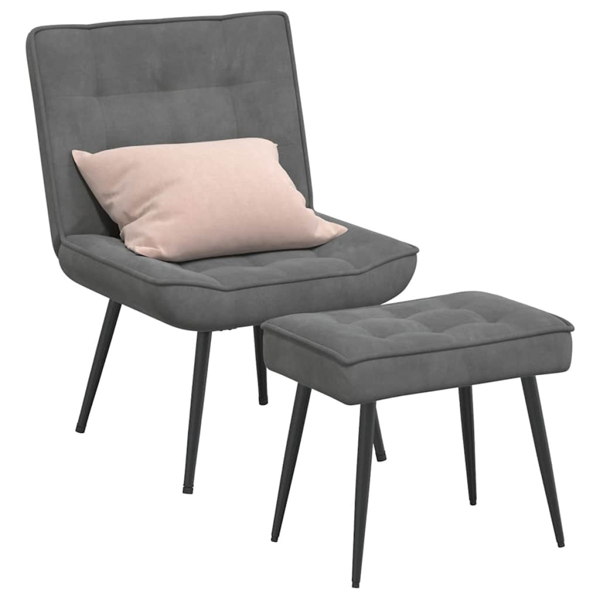 vidaXL Πολυθρόνα Relax Σκούρο Γκρι Βελούδινη με Σκαμπό