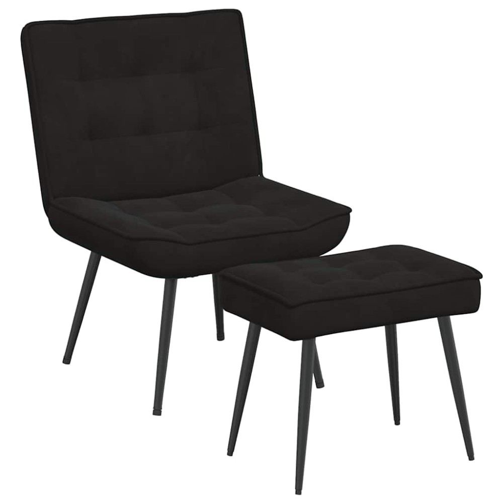 vidaXL Πολυθρόνα Relax Μαύρη Βελούδινη με Σκαμπό