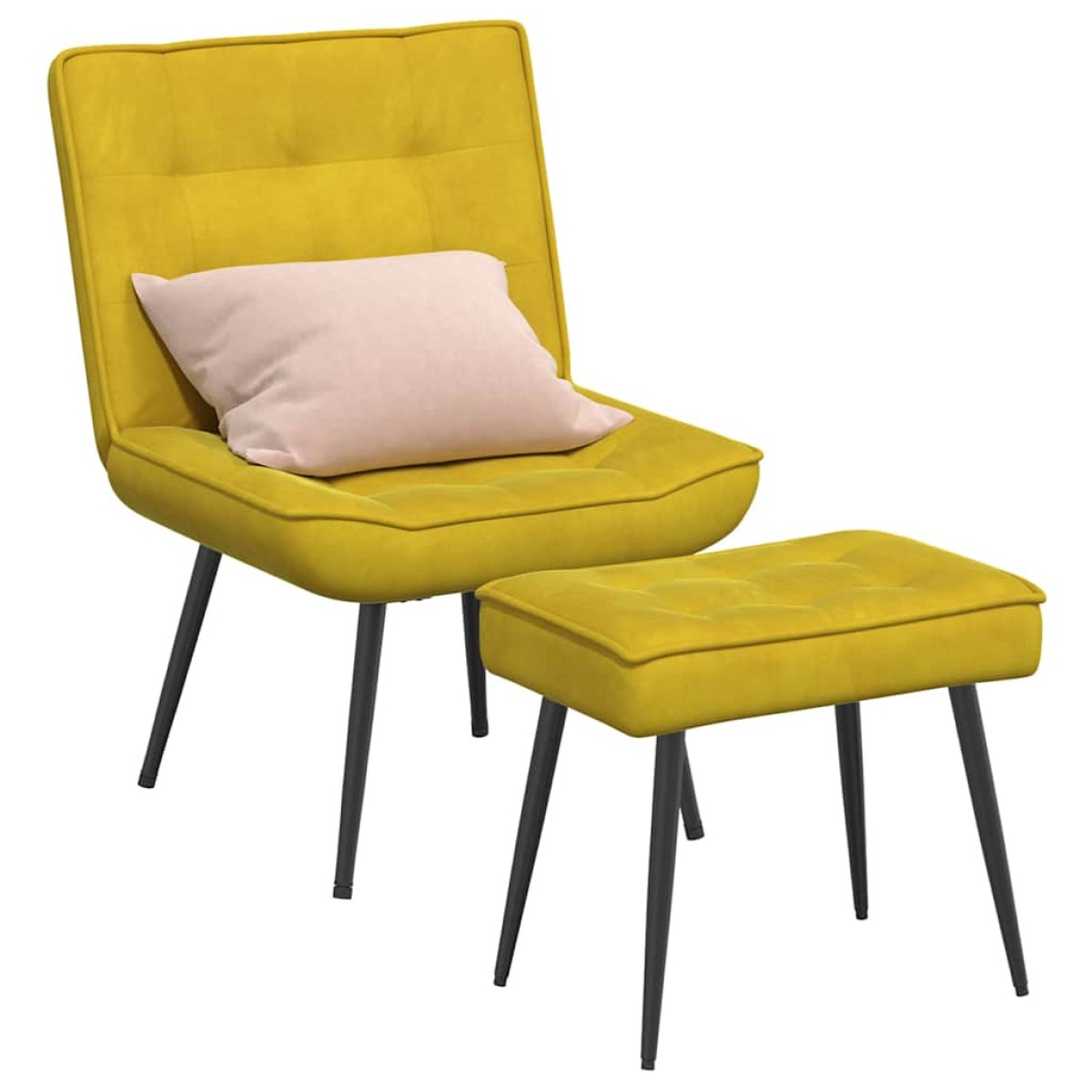 vidaXL Πολυθρόνα Relax Κίτρινη Βελούδινη με Σκαμπό