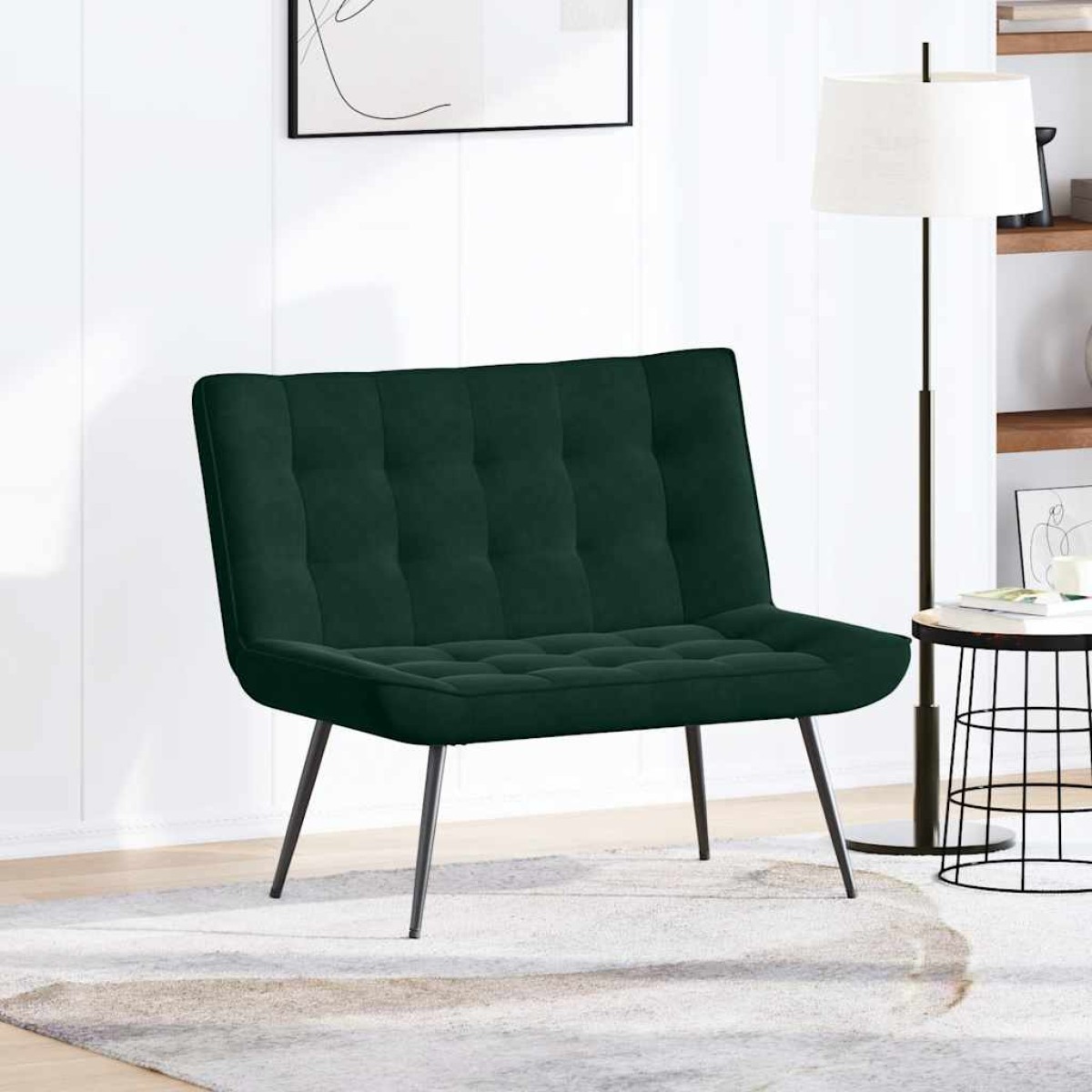vidaXL Πάγκος Σκούρο Πράσινο Βελούδινος 110x74x84 εκ.