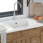 vidaXL Σιντρινο κουζίνας Λευκό 54 x 44 x 20 εκ. Γρανίτης