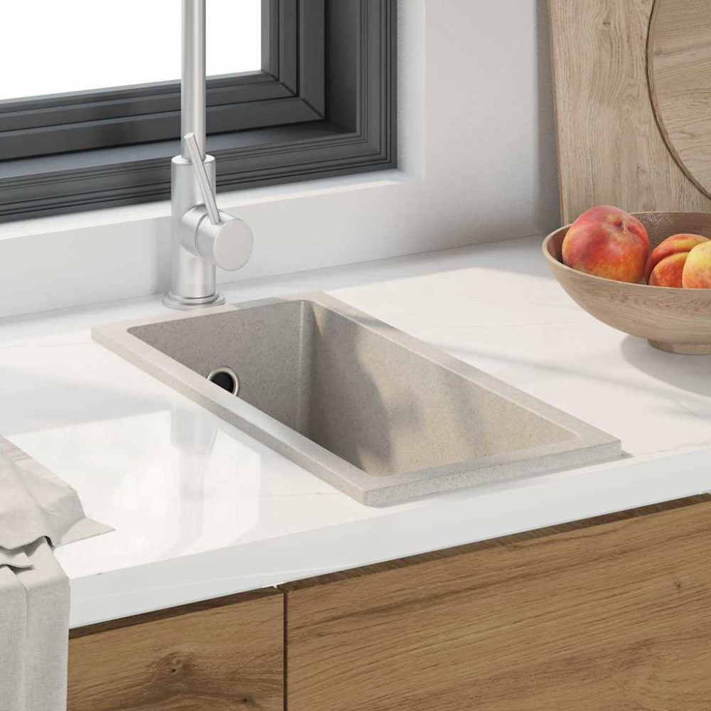 vidaXL Σιντρινο κουζίνας Μπεζ 21 x 44 x 14 εκ. Γρανίτης