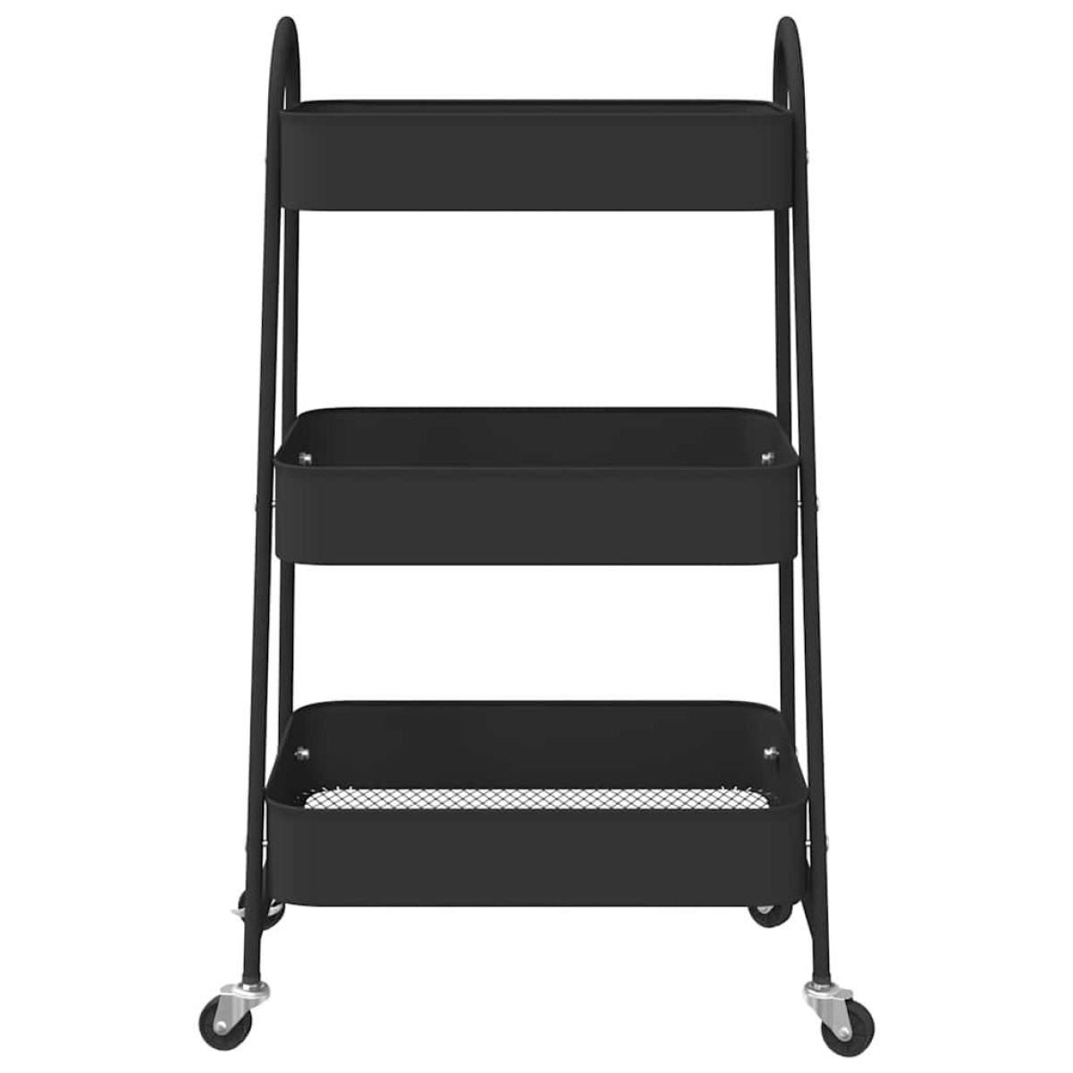 vidaXL Τρόλεϊ αποθήκευσης 3 επιπέδων Μαύρο 42x41,5x77 cm Χάλυβας