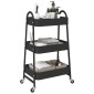 vidaXL Τρόλεϊ αποθήκευσης 3 επιπέδων Μαύρο 42x41,5x77 cm Χάλυβας