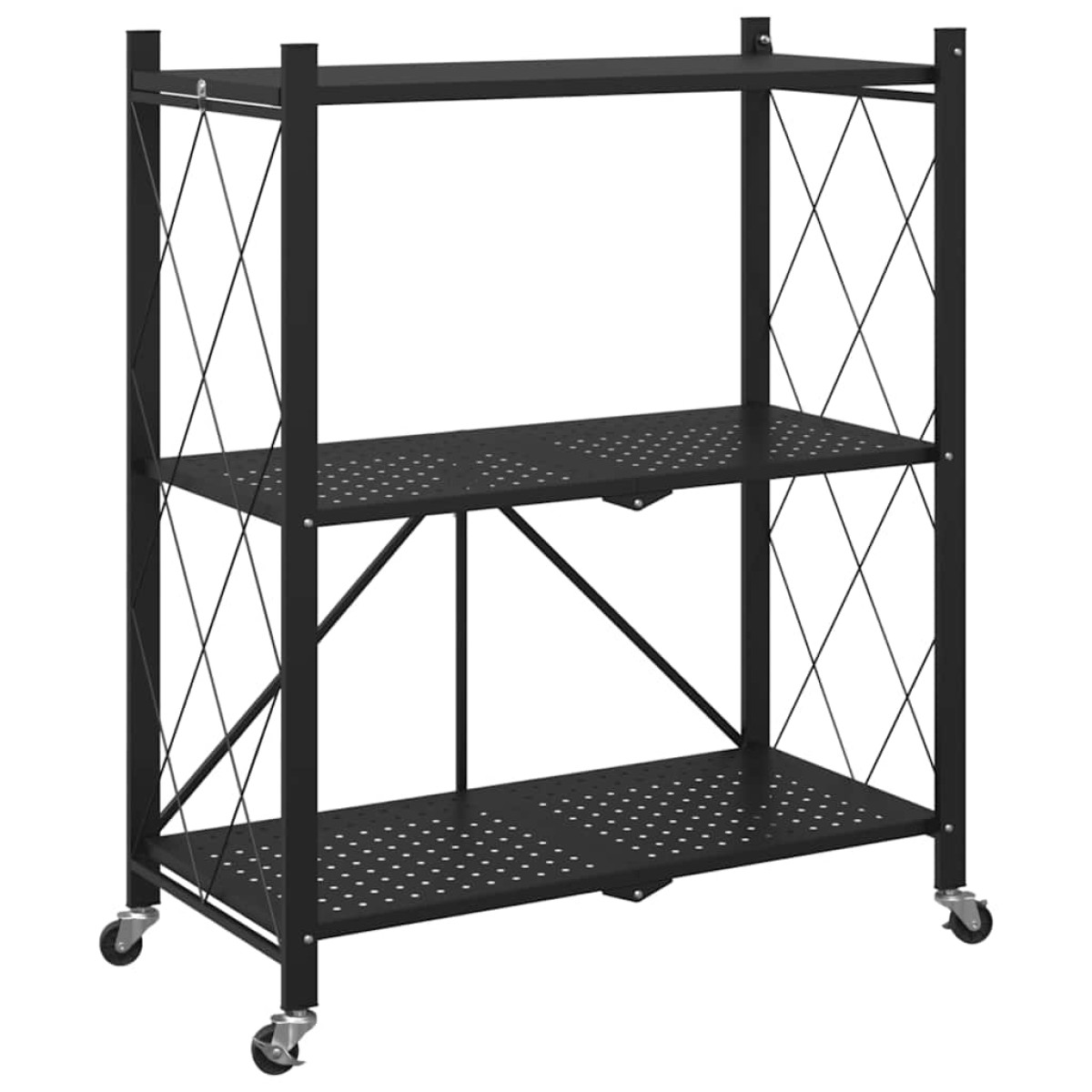 vidaXL Ράφι Αποθήκευσης με Ρόδες Μαύρο 71x34x88 εκ. Ατσάλινο