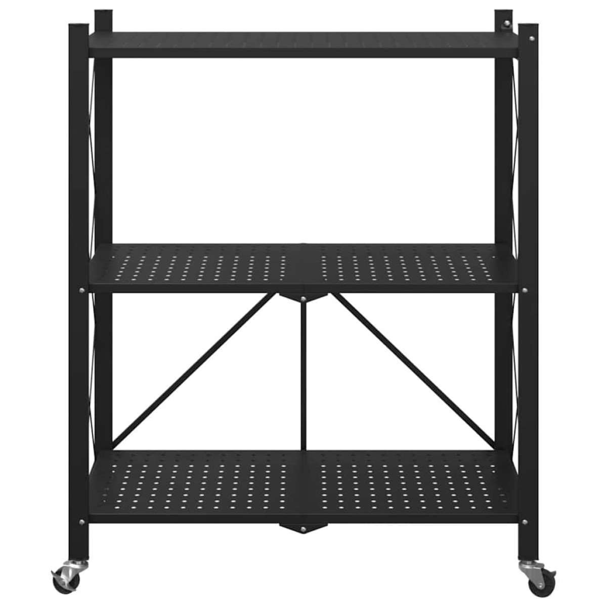 vidaXL Ράφι Αποθήκευσης με Ρόδες Μαύρο 71x34x88 εκ. Ατσάλινο