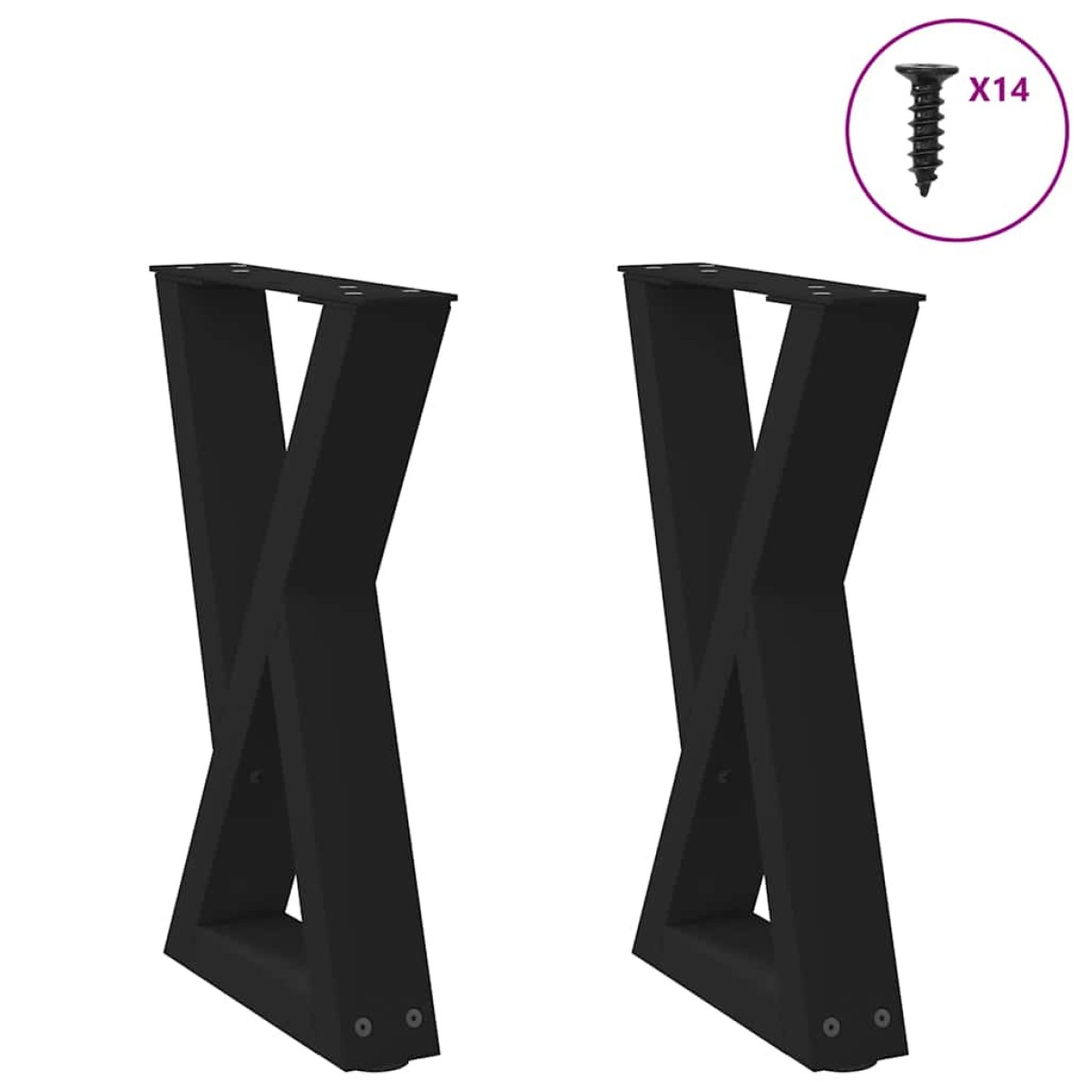 vidaXL Πόδια Τραπεζιού Σαλονιού 2 τεμ. Μαύρο 28x(42-43,3) εκ. Ατσάλι