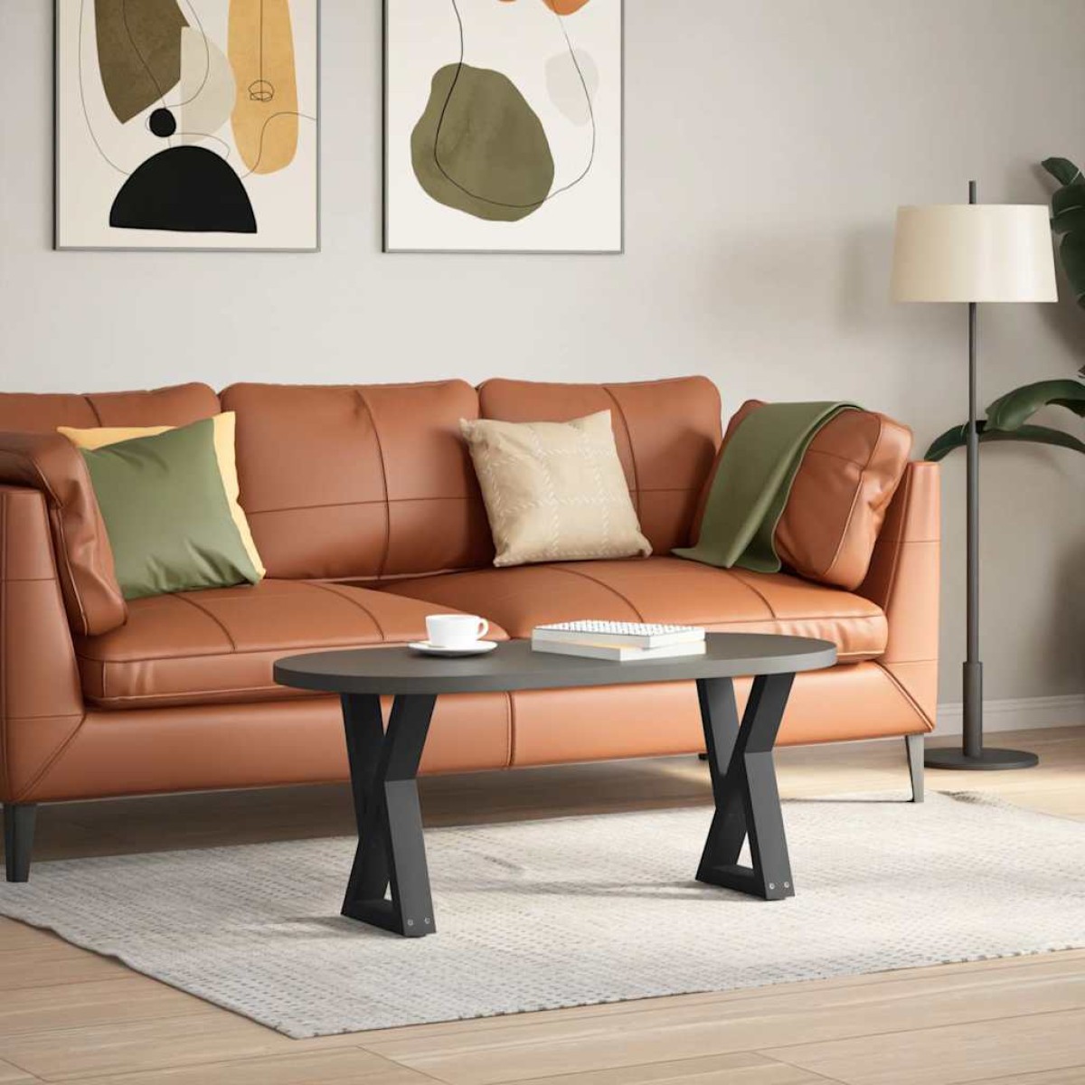 vidaXL Πόδια Τραπεζιού Σαλονιού 2 τεμ. Μαύρο 38x(42-43,3) εκ. Ατσάλι
