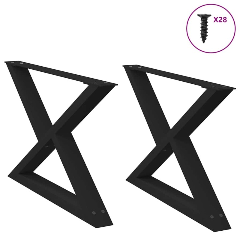 vidaXL Πόδια Τραπεζιού Σαλονιού 2 τεμ. Μαύρο 70x(42-43,3) εκ. Ατσάλι