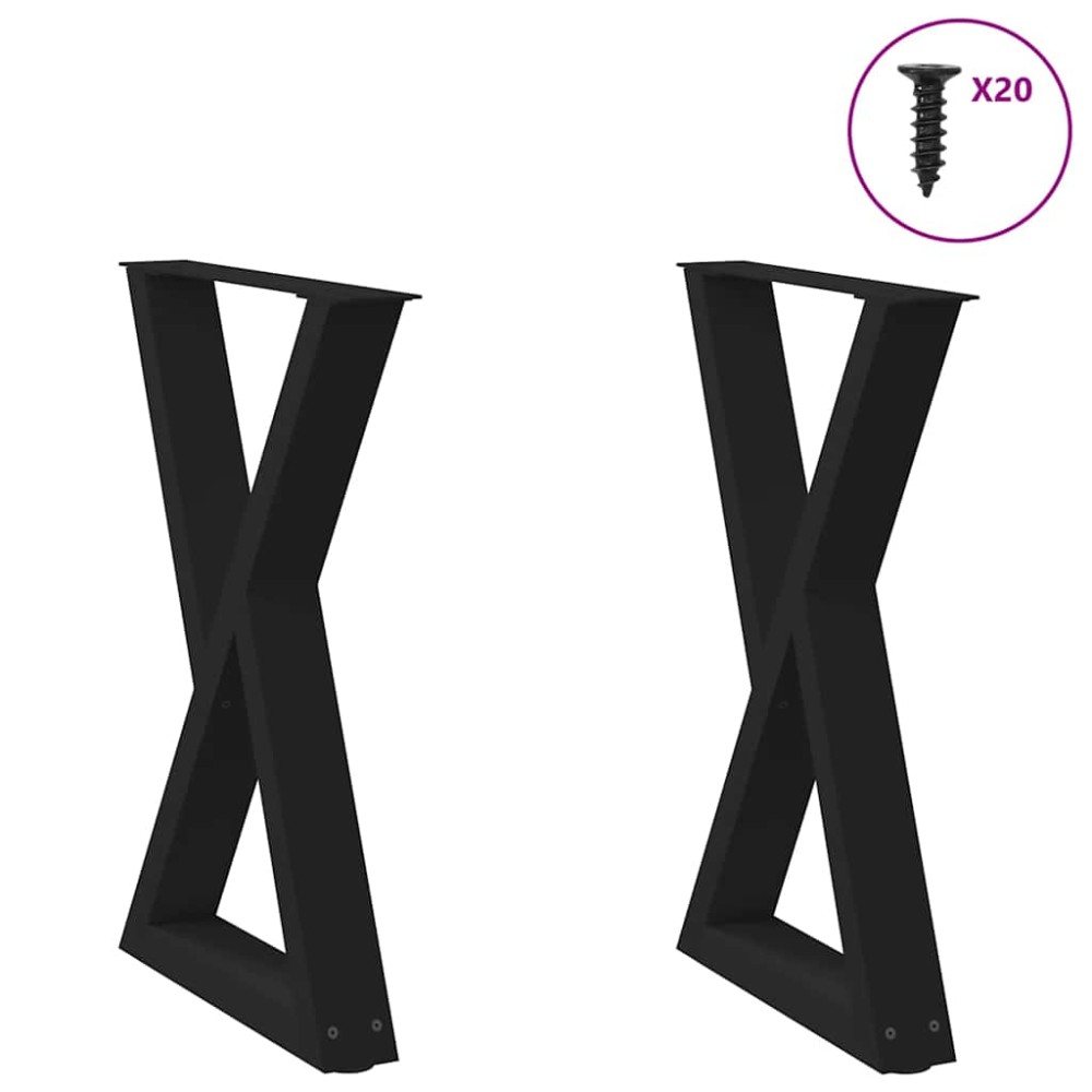 vidaXL Πόδια Τραπεζαρίας 2 τεμ. Μαύρο 50x(72-73,3) εκ. Ατσάλι