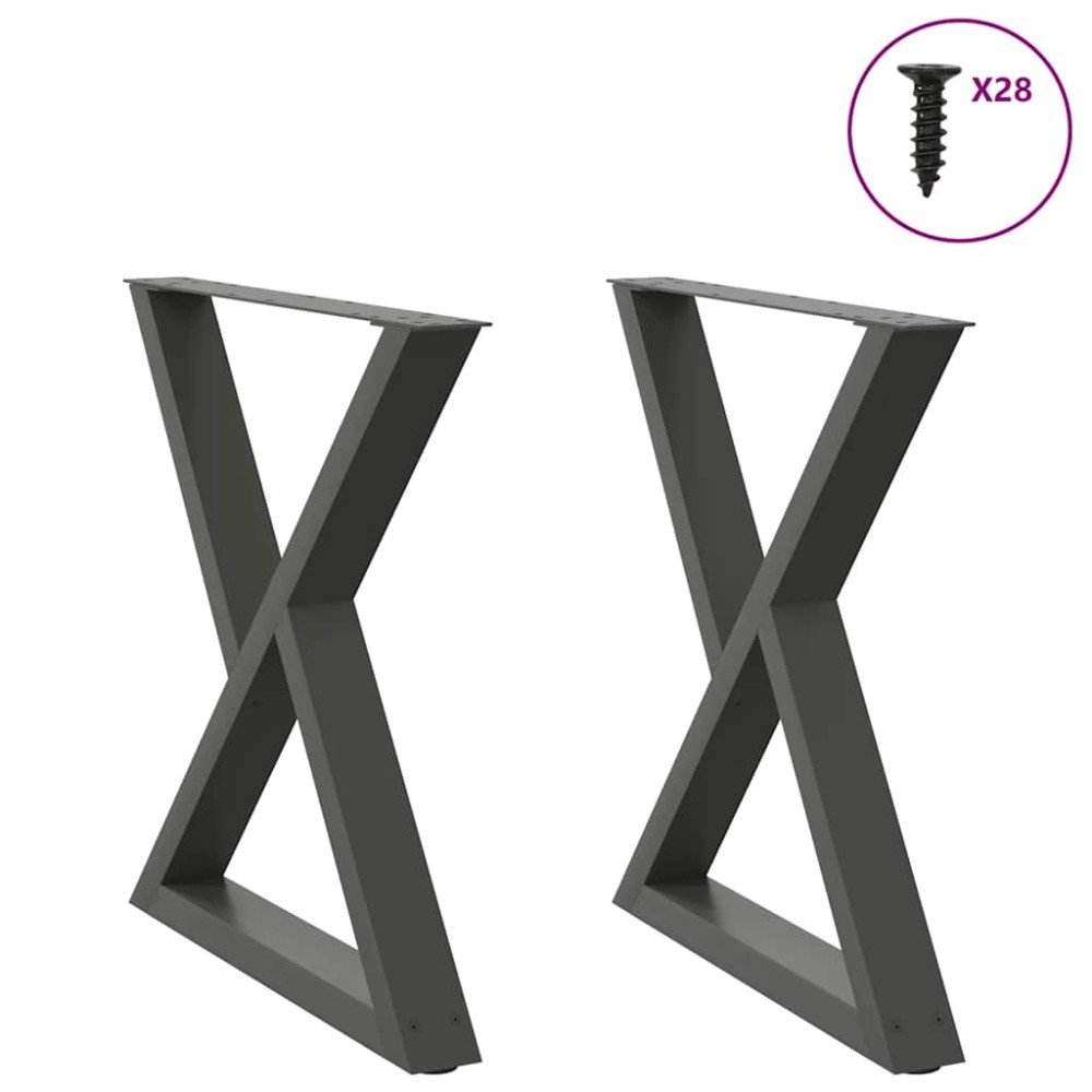 vidaXL Πόδια Τραπεζαρίας 2 τεμ. Ανθρακί 70x(72-73,3) εκ. Ατσάλι