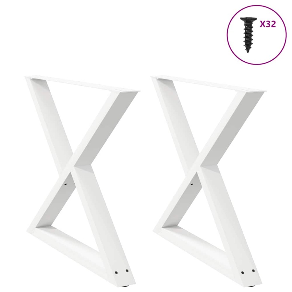 vidaXL Πόδια Τραπεζαρίας 2 τεμ. Λευκά 90x(72-73,3) εκ. Ατσάλι