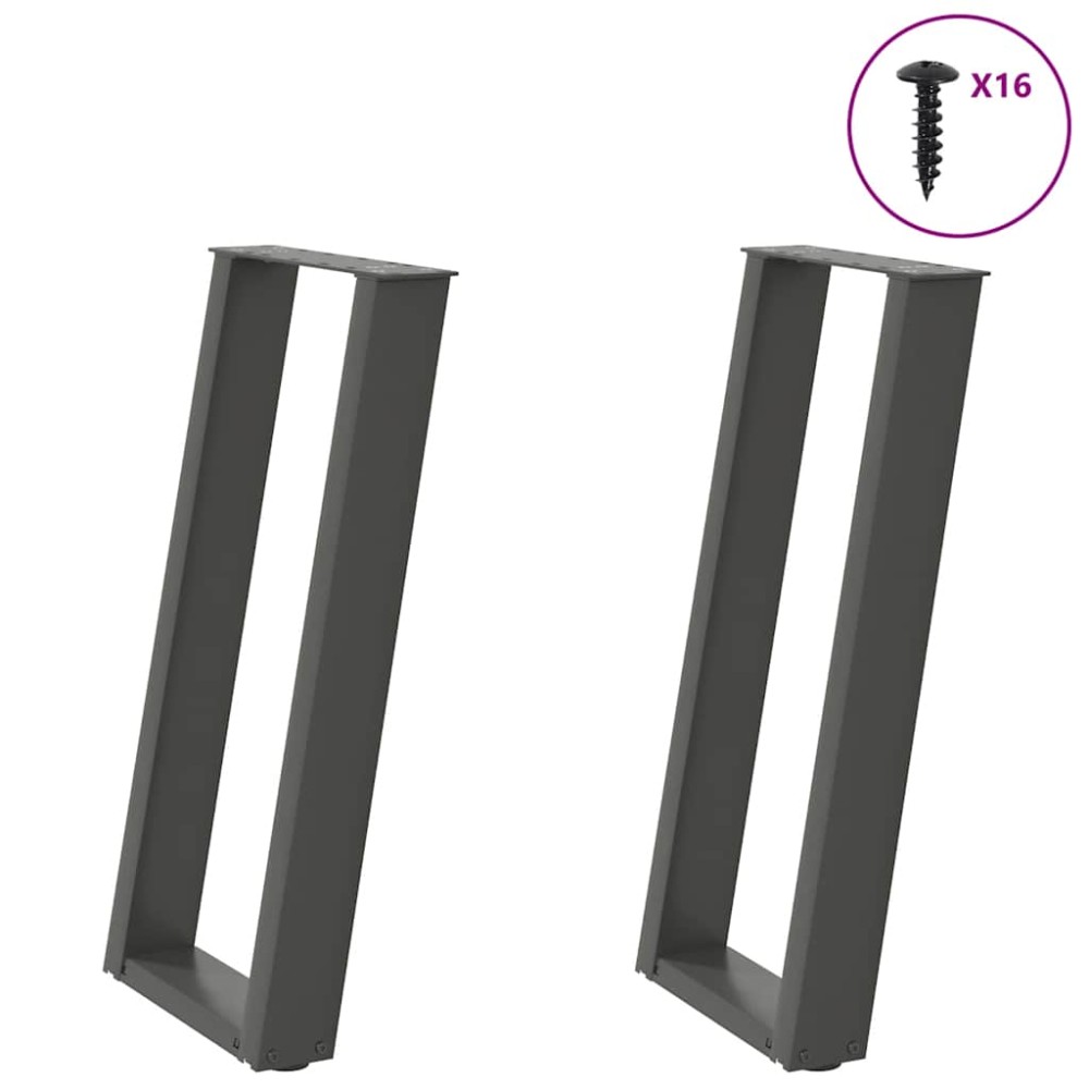 vidaXL Πόδια Κονσόλας 2 τεμ. σε σχήμα U, Ανθρακί 38x(72-73) εκ. από Ατσάλι