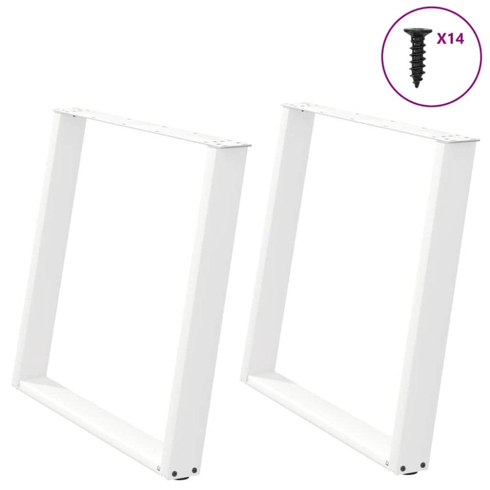 vidaXL Πόδια Τραπεζαρίας σε Σχήμα U 2 τεμ. Λευκά 100x(72-73) εκ. Ατσάλι