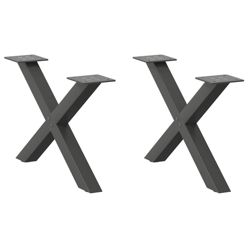 vidaXL Πόδια Τραπεζιού Σαλονιού σε Σχήμα Χ, 2 τεμ. Ανθρακί 50x(30-31) εκ. Ατσάλι
