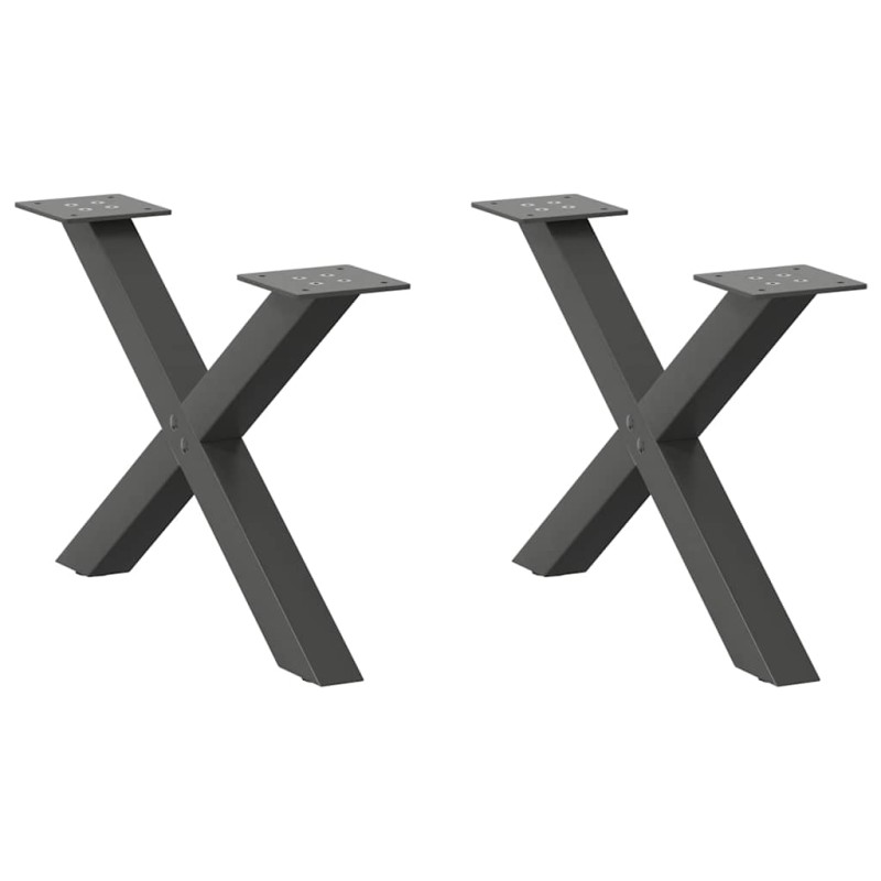 vidaXL Πόδια Τραπεζιού Σαλονιού σε Σχήμα Χ, 2 τεμ. Ανθρακί 50x(30-31) εκ. Ατσάλι