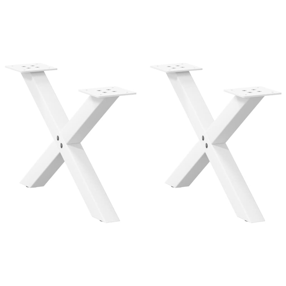vidaXL Πόδια Τραπεζιού Σαλονιού σε Σχήμα Χ, 2 τεμ. Λευκά 60x(30-31) εκ. Ατσάλι