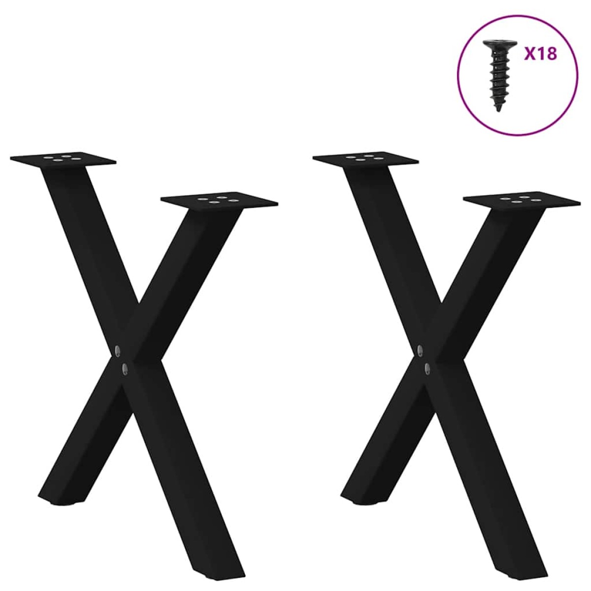 vidaXL Πόδια Τραπεζιού Σαλονιού σε Σχήμα Χ, 2 τεμ. Μαύρο, Ατσάλι 50x(42-43) εκ.