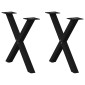 vidaXL Πόδια Τραπεζιού Σαλονιού σε Σχήμα Χ, 2 τεμ. Μαύρο, Ατσάλι 50x(42-43) εκ.