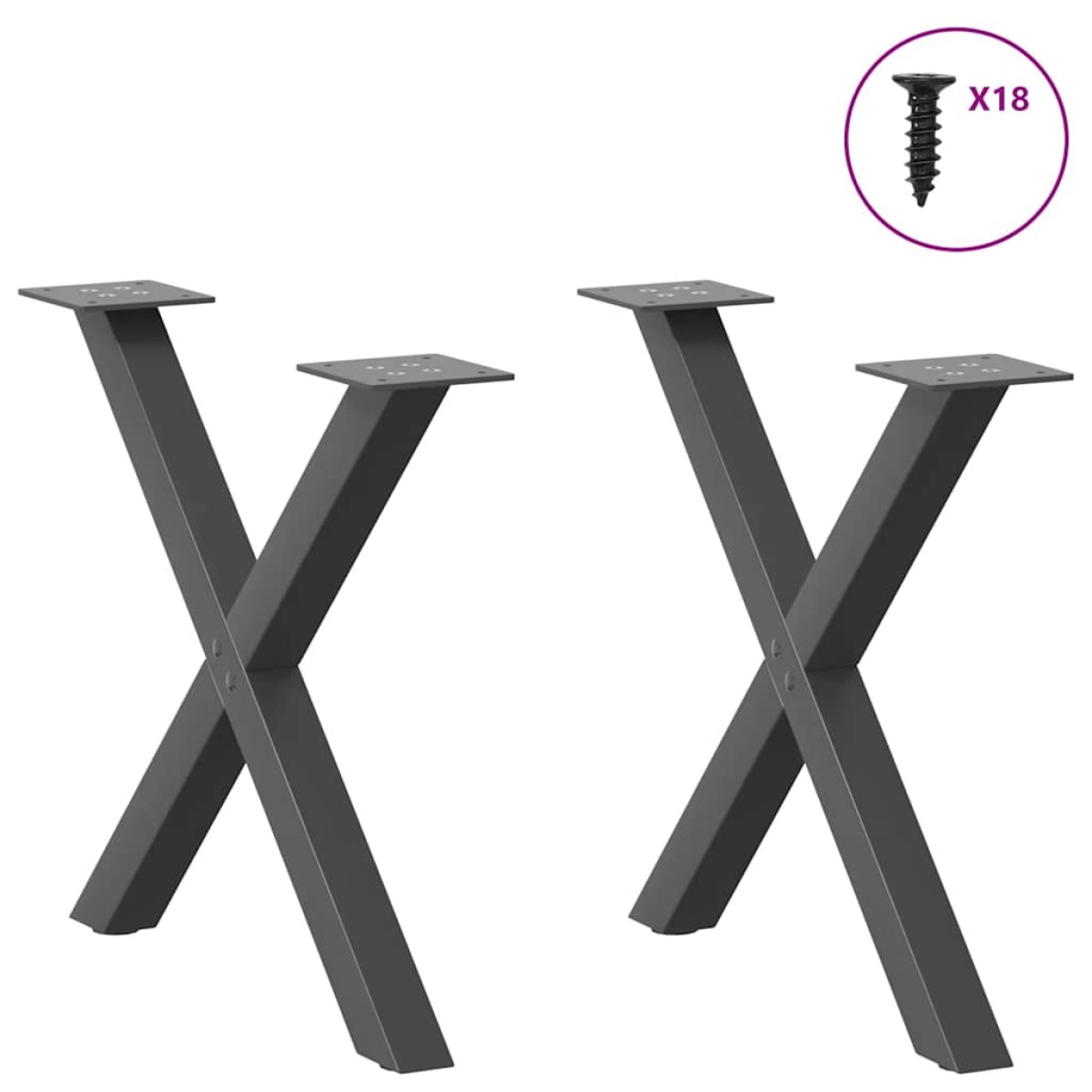 vidaXL Πόδια Τραπεζιού Σαλονιού σε Σχήμα Χ, 2 τεμ. Ανθρακί 50x(42-43) εκ. Ατσάλι