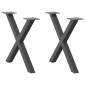 vidaXL Πόδια Τραπεζιού Σαλονιού σε Σχήμα Χ, 2 τεμ. Ανθρακί 50x(42-43) εκ. Ατσάλι