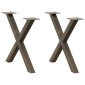 vidaXL Πόδια Τραπεζιού Σαλονιού σε Σχήμα Χ, 2 τεμ. από Φυσικό Ατσάλι 50x(42-43) εκ. Ατσάλι