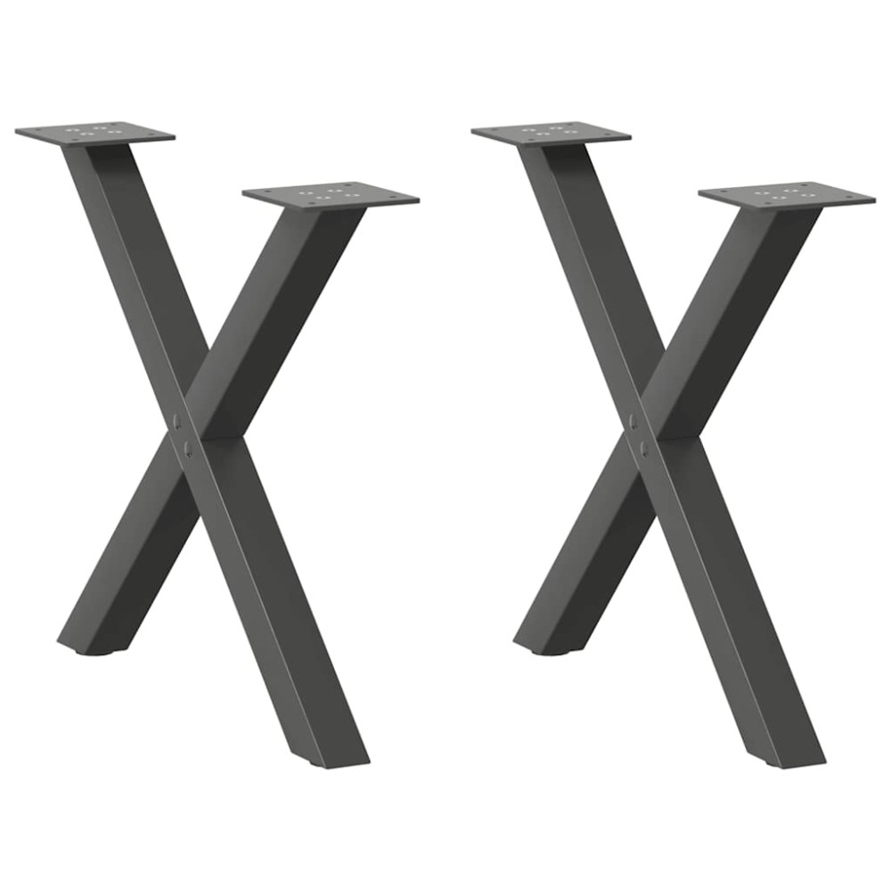 vidaXL Πόδια Τραπεζιού Σαλονιού σε Σχήμα Χ, 2 τεμ. Ανθρακί 60x(42-43) εκ. Ατσάλι