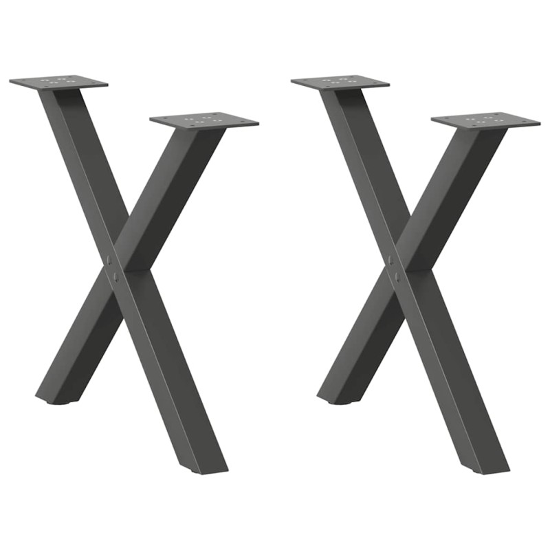 vidaXL Πόδια Τραπεζιού Σαλονιού σε Σχήμα Χ, 2 τεμ. Ανθρακί 60x(42-43) εκ. Ατσάλι