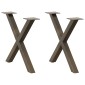 vidaXL Πόδια Τραπεζιού Σαλονιού σε Σχήμα Χ, 2 τεμ. από Φυσικό Ατσάλι 60x(42-43) εκ. Ατσάλι