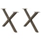 vidaXL Πόδια Τραπεζιού Σαλονιού σε Σχήμα Χ, 2 τεμ. από Φυσικό Ατσάλι 70x(42-43) εκ. Ατσάλι