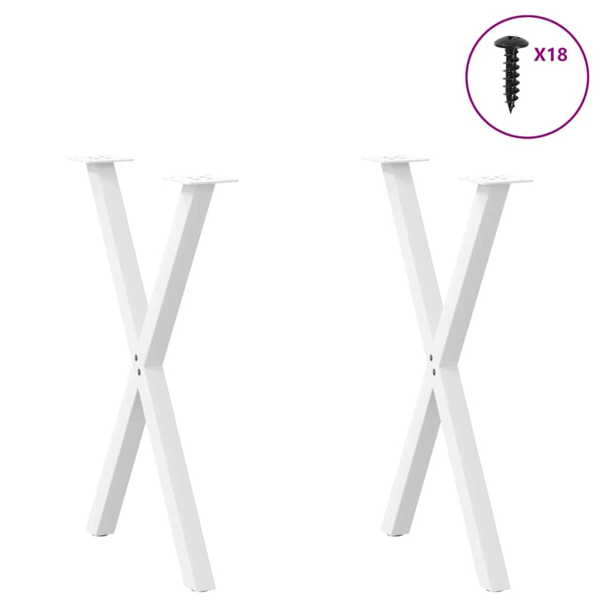 vidaXL Πόδια Τραπεζαρίας σε Σχήμα Χ, 2 τεμ. Λευκά 50x(72-73) εκ. Ατσάλι