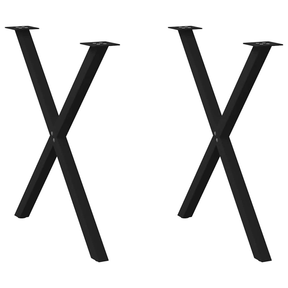 vidaXL Πόδια Τραπεζαρίας σε Σχήμα Χ, 2 τεμ. Μαύρο, 70x(72-73) εκ. Ατσάλι