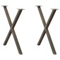 vidaXL Πόδια Τραπεζαρίας σε Σχήμα Χ, 2 τεμ. από Φυσικό Ατσάλι 70x(72-73) εκ. Ατσάλι