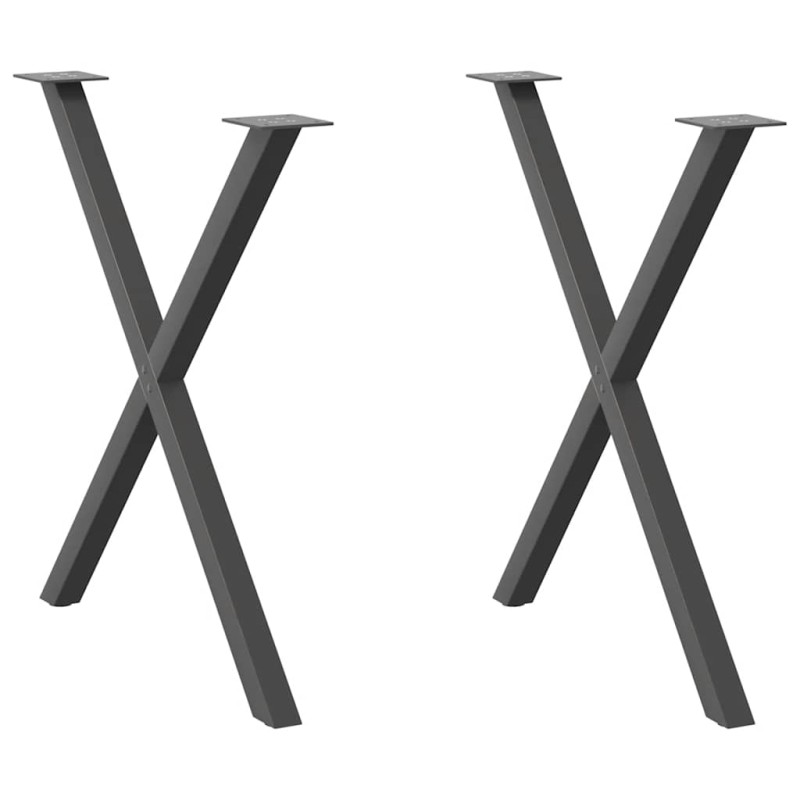 vidaXL Πόδια Τραπεζαρίας σε Σχήμα Χ 2 τεμ. Ανθρακί 80x(72-73) εκ. Ατσάλι