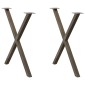 vidaXL Πόδια Τραπεζαρίας σε Σχήμα Χ, 2 τεμ. από Φυσικό Ατσάλι 80x(72-73) εκ. Ατσάλι