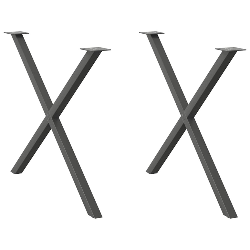 vidaXL Πόδια Τραπεζαρίας σε Σχήμα Χ, 2 τεμ. Ανθρακί 90x(72-73) εκ. Ατσάλι