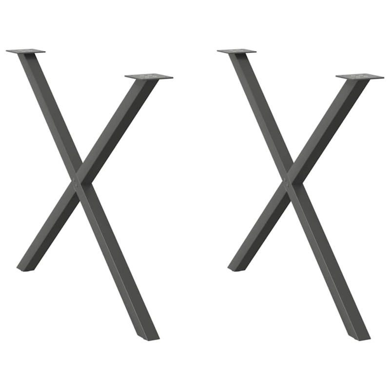 vidaXL Πόδια Τραπεζαρίας σε Σχήμα Χ, 2 τεμ. Ανθρακί 90x(72-73) εκ. Ατσάλι