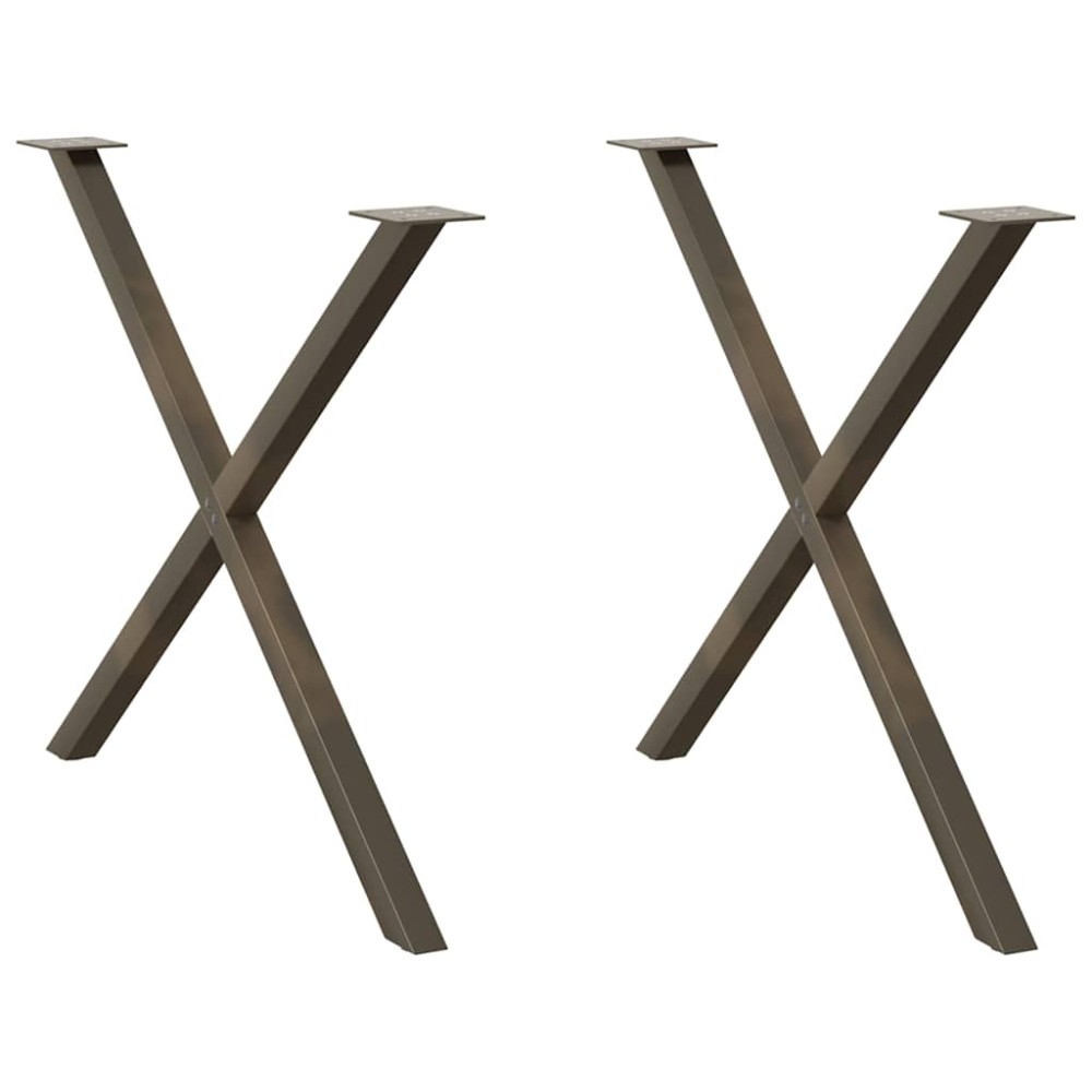 vidaXL Πόδια Τραπεζαρίας σε Σχήμα Χ, 2 τεμ. από Φυσικό Ατσάλι 90x(72-73) εκ. Ατσάλι