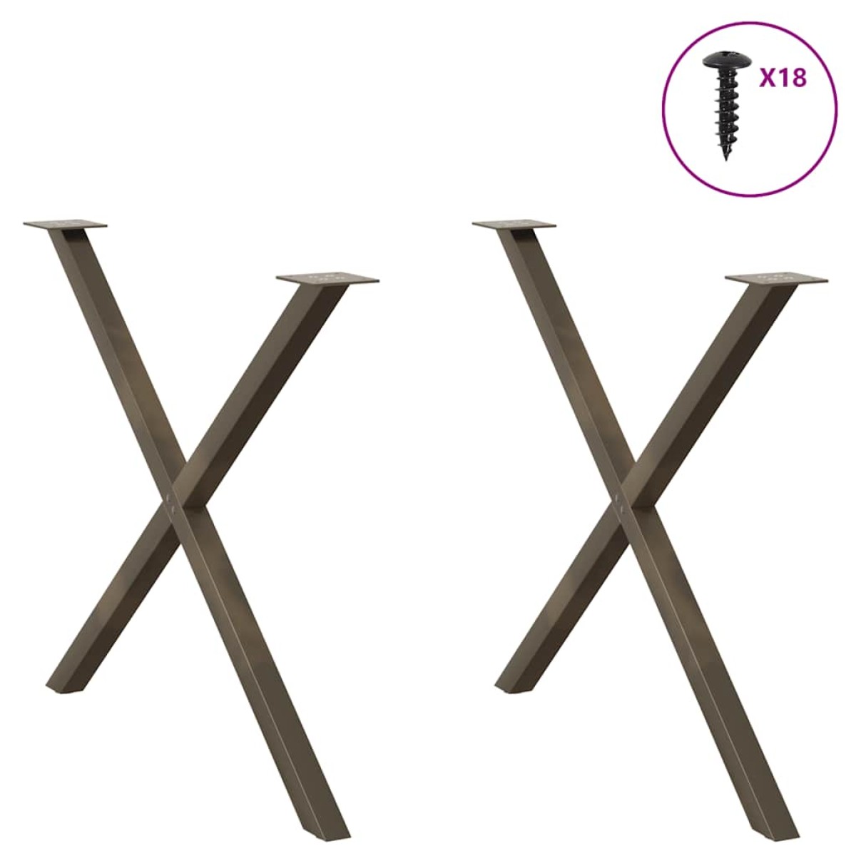 vidaXL Πόδια Τραπεζαρίας σε Σχήμα Χ, 2 τεμ. από Φυσικό Ατσάλι 90x(72-73) εκ. Ατσάλι