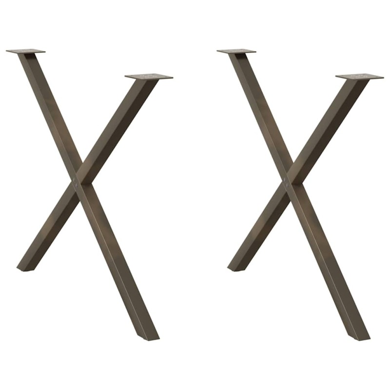 vidaXL Πόδια Τραπεζαρίας σε Σχήμα Χ, 2 τεμ. από Φυσικό Ατσάλι 90x(72-73) εκ. Ατσάλι