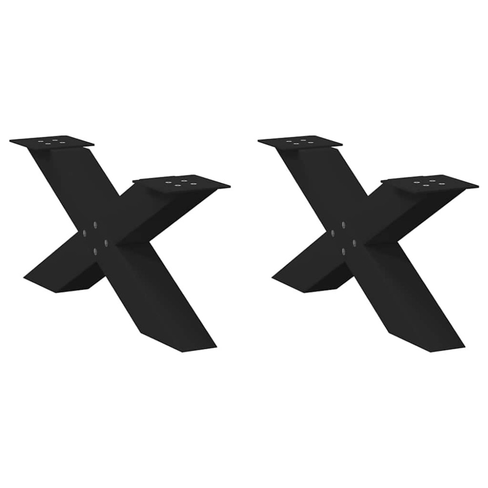 vidaXL Πόδια Τραπεζιού Σαλονιού σε Σχήμα Χ, 2 τεμ. Μαύρο, Ατσάλι 70x(30-31) εκ.