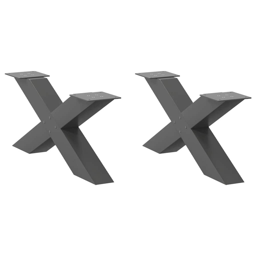 vidaXL Πόδια Τραπεζιού Σαλονιού σε Σχήμα Χ 2 τεμ. Ανθρακί 70x(30-31) εκ. Ατσάλι