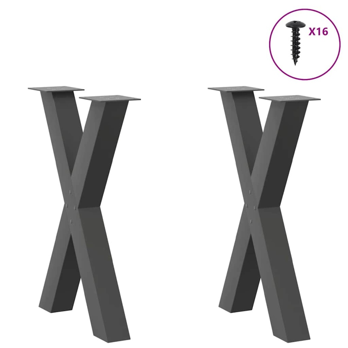 vidaXL Πόδια Τραπεζαρίας σε Σχήμα Χ, 2 τεμ. Ανθρακί 60x(72-73) εκ. Ατσάλι